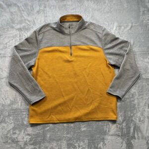 GH Bass & Co Mens Quarter Zip Pullover Outdoor Hiking Shirt Gray Yellow Size L